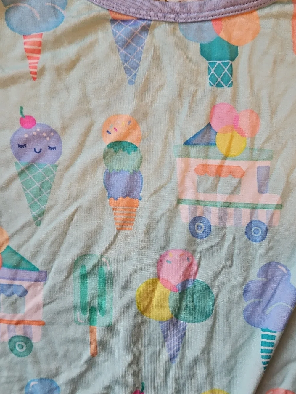 Little Sleepies 4T  Ice Cream Short Sleeve Pajama Set - Light Aqua